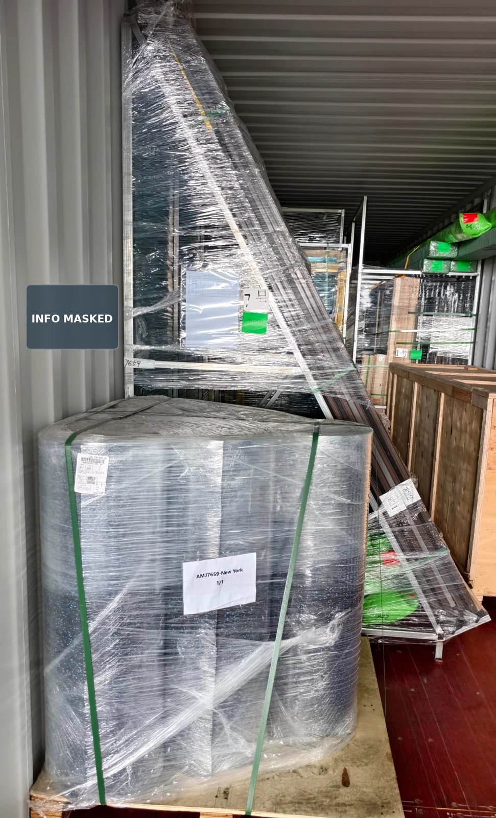Aluminum window and door shipment packed by number for New York residential project