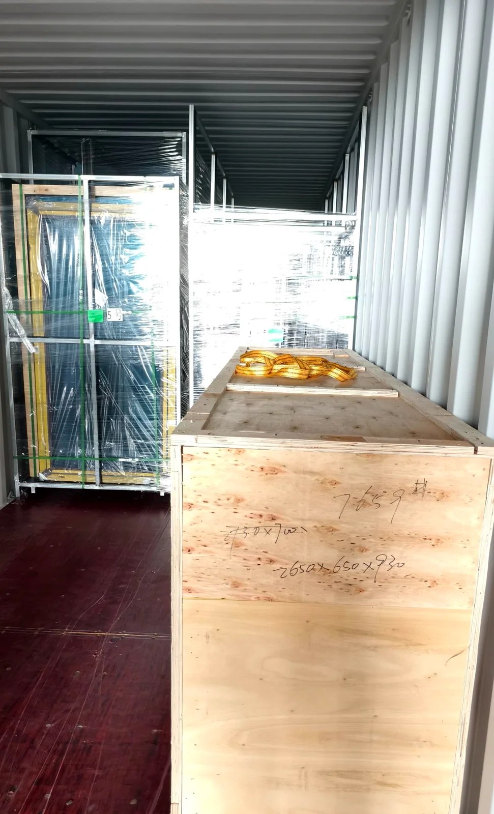 Plywood crate for aluminum window and door accessories shipped to New York