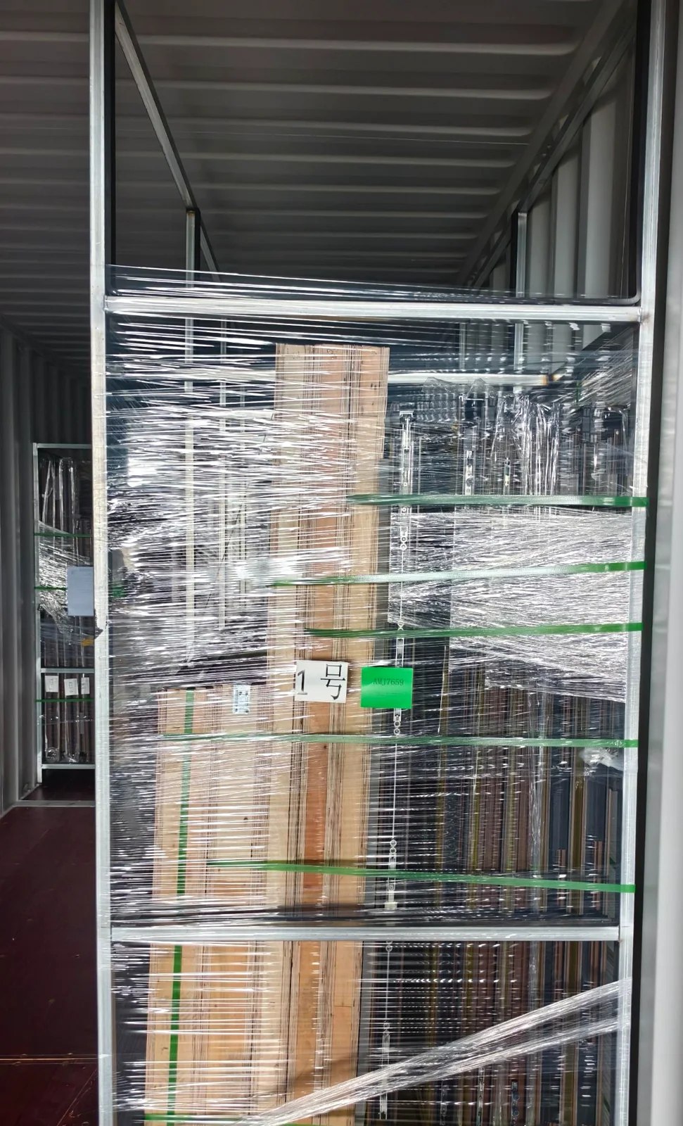 Protective packaging for full container load aluminum windows and doors shipped to New York
