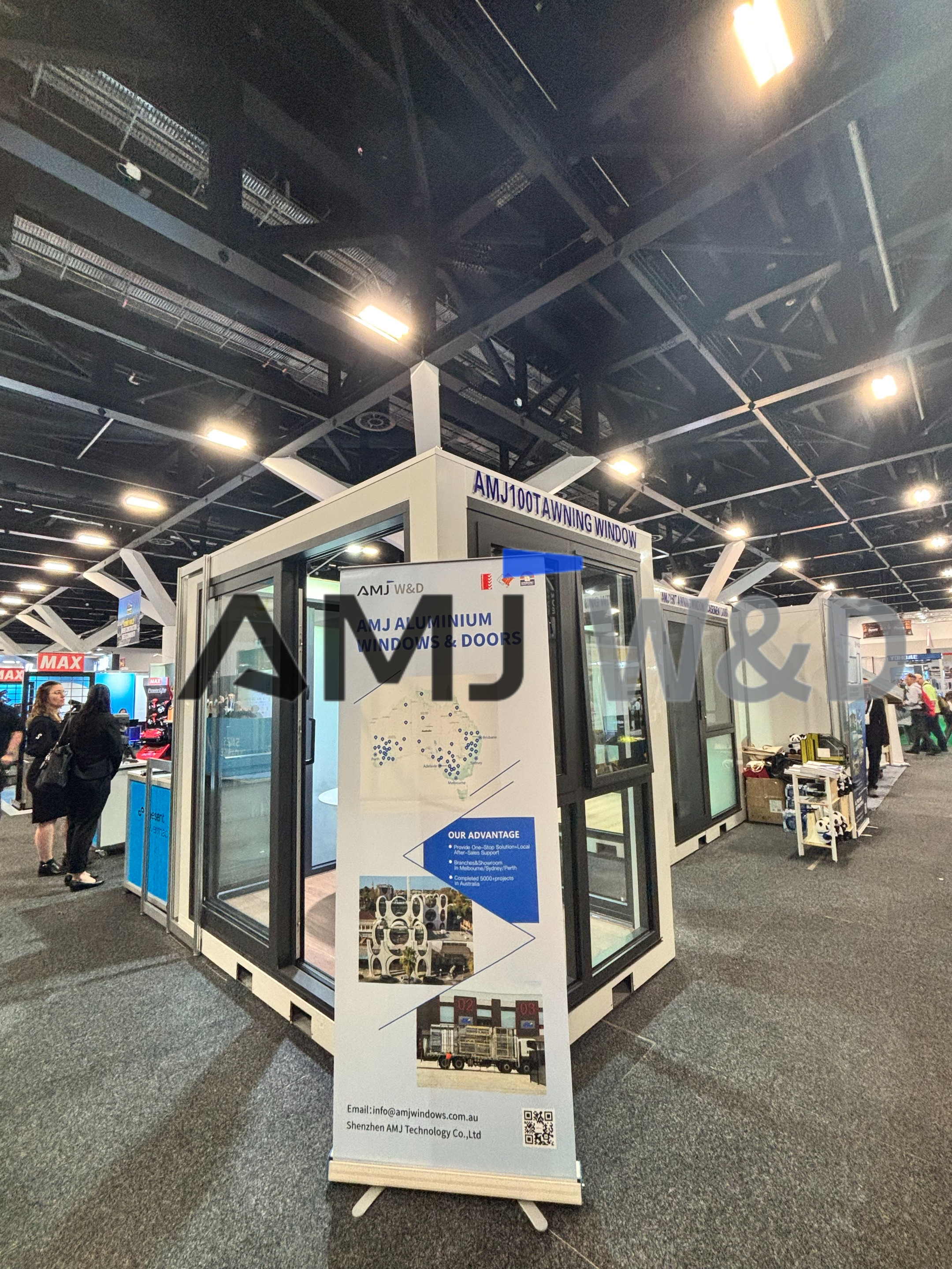 AMJ awning window system displayed at building exhibition