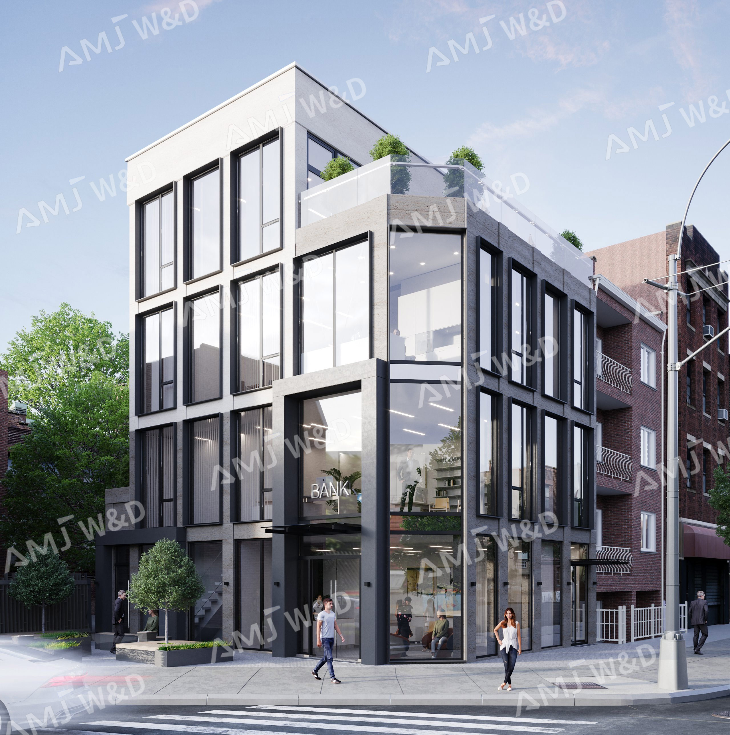 AMJ aluminum windows project rendering for North America building