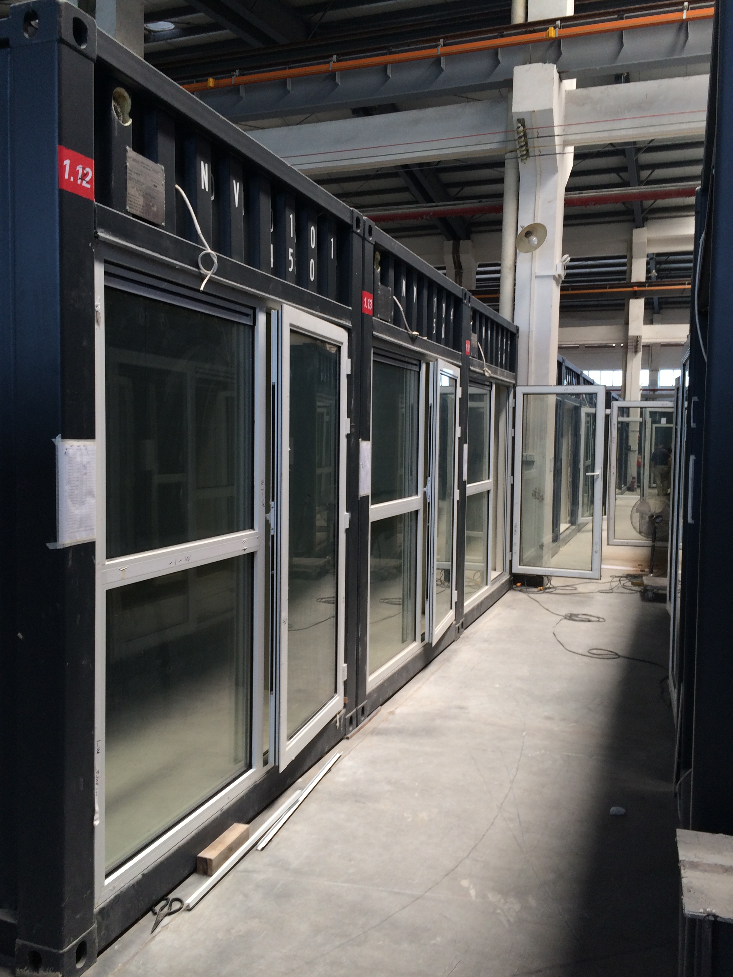 AMJ aluminum windows and doors installed on modular building units