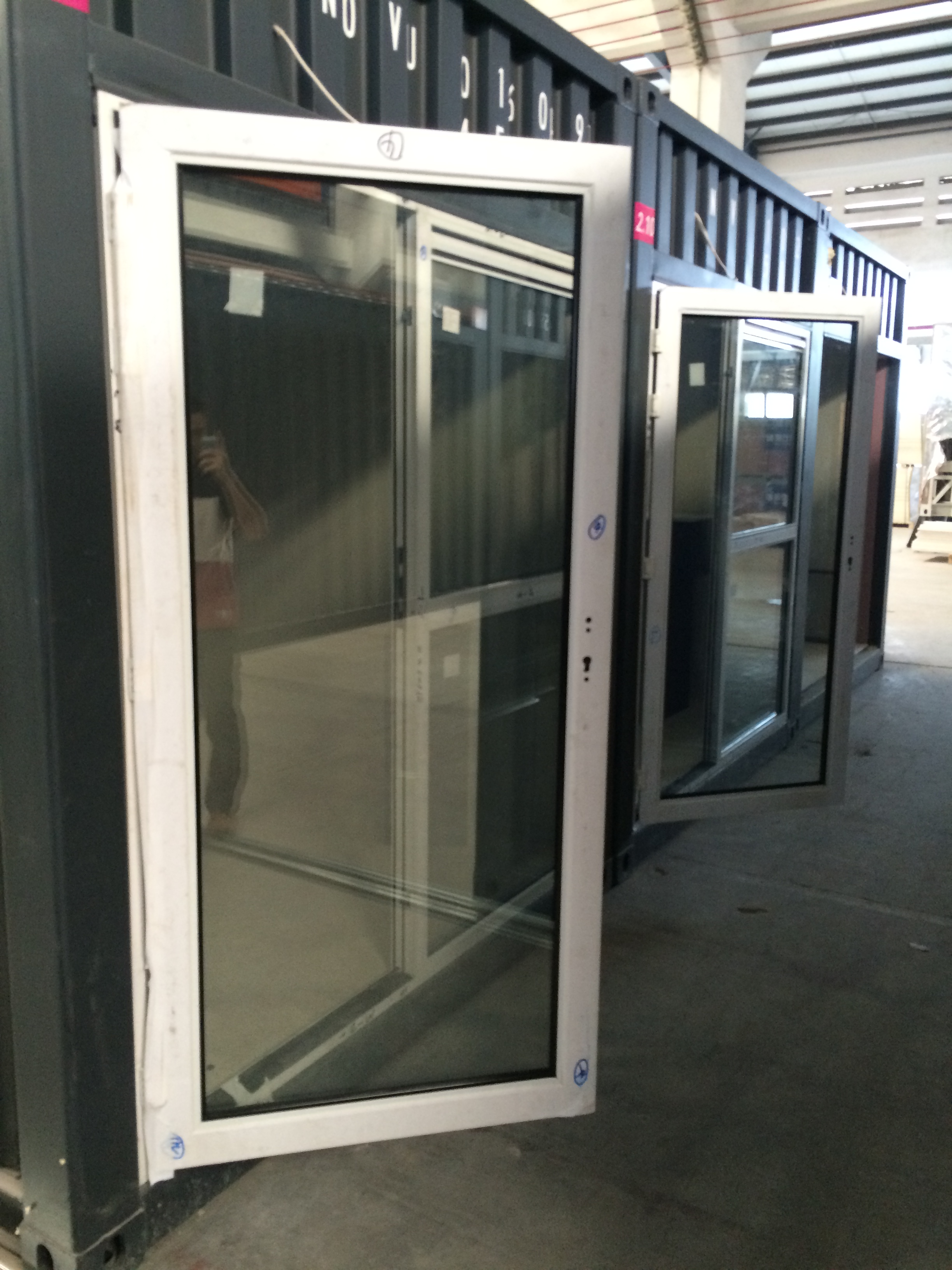 Aluminum windows and swing doors pre-installed on modular building units
