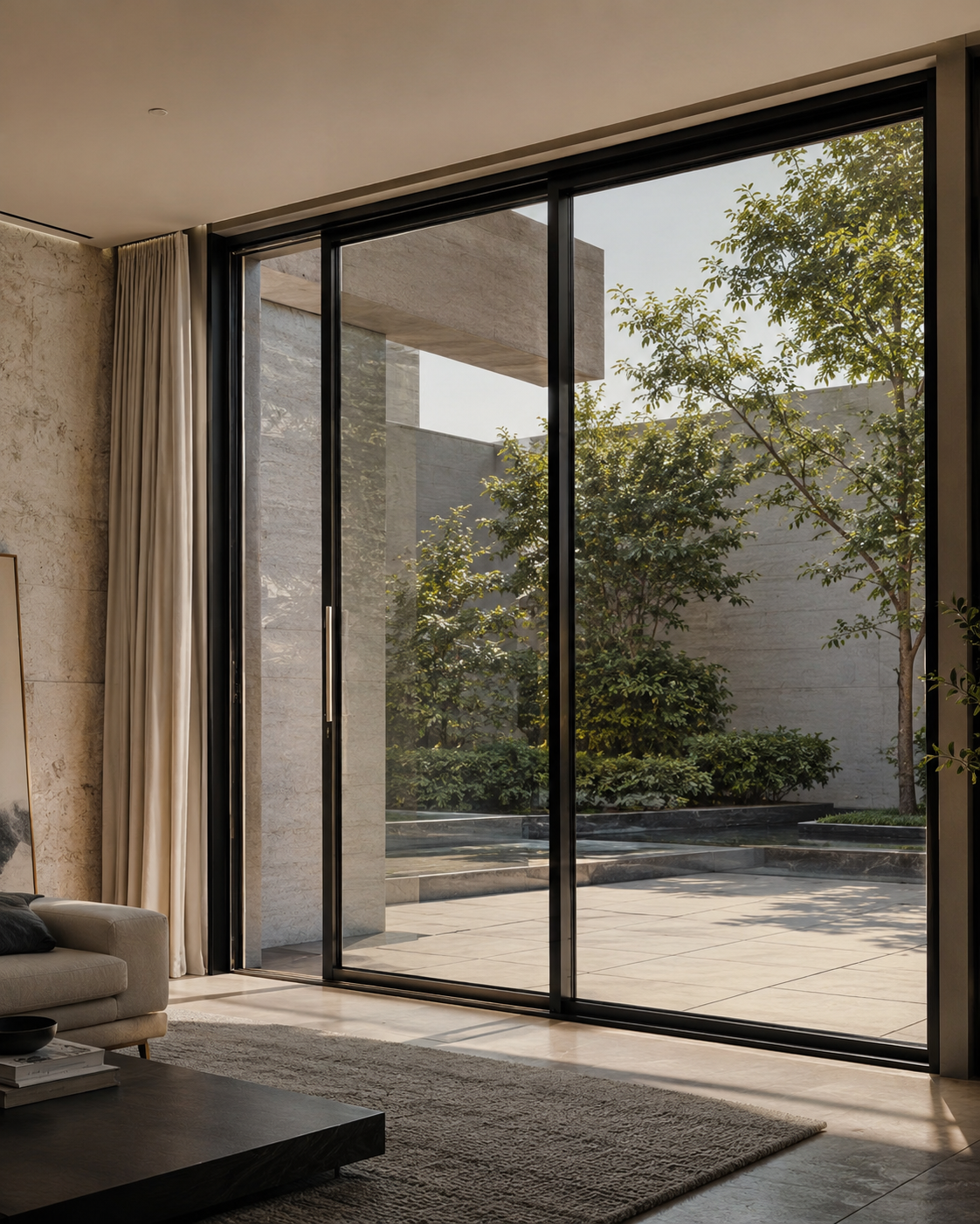 AMJ154T ultra narrow aluminum sliding door handle detail