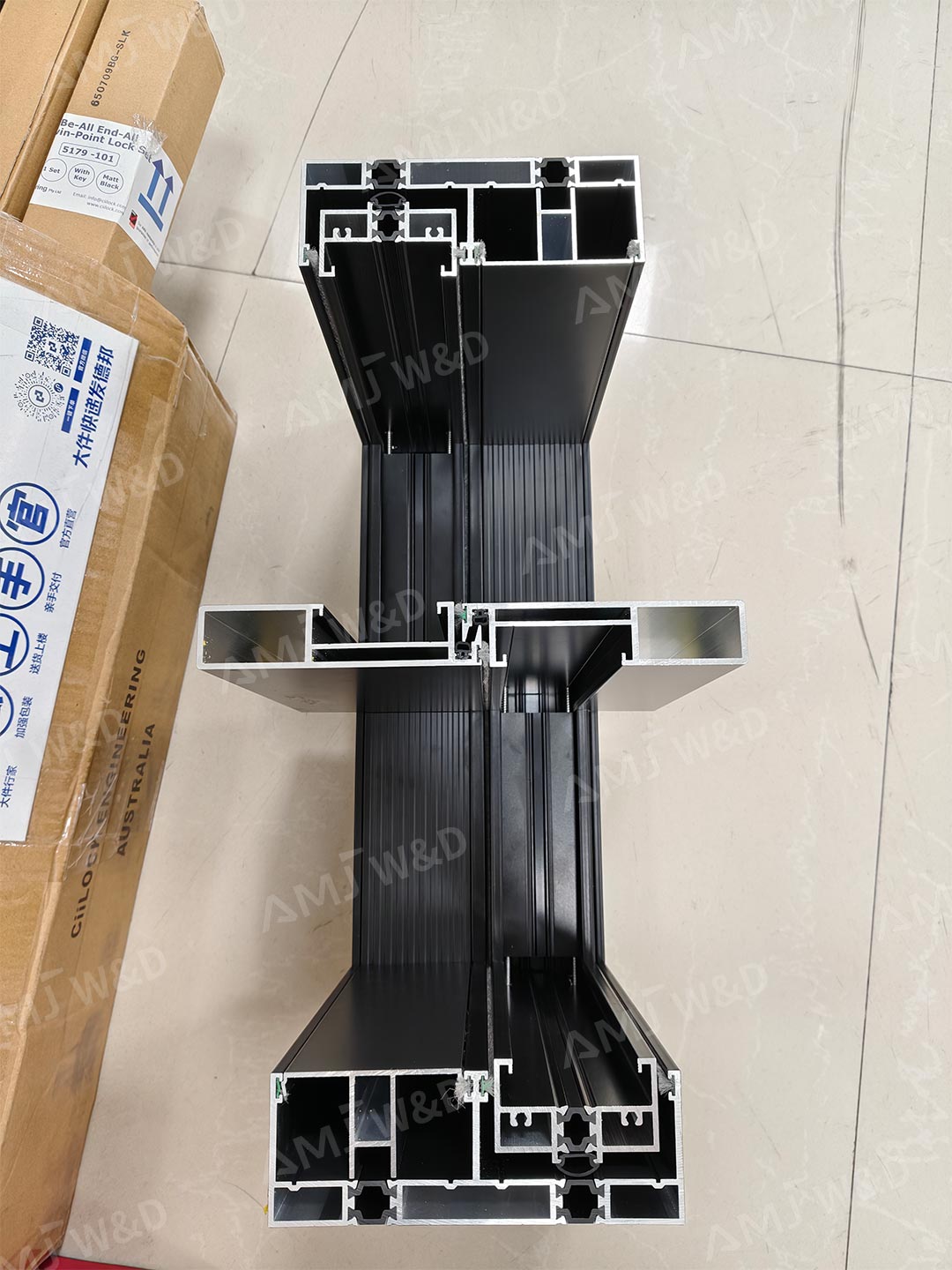 AMJ154T aluminum sliding door profile section drawing
