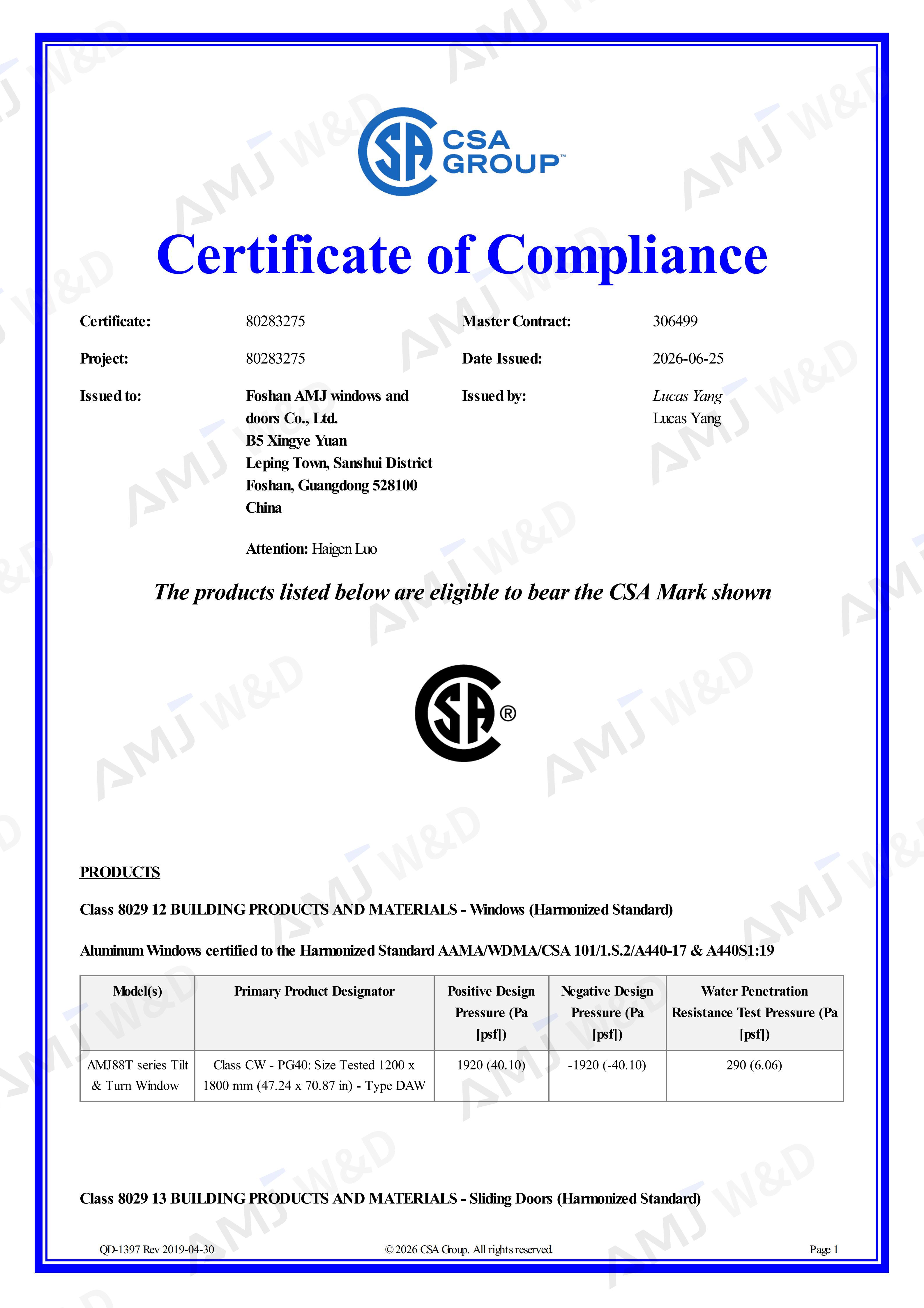 CSA Certificate