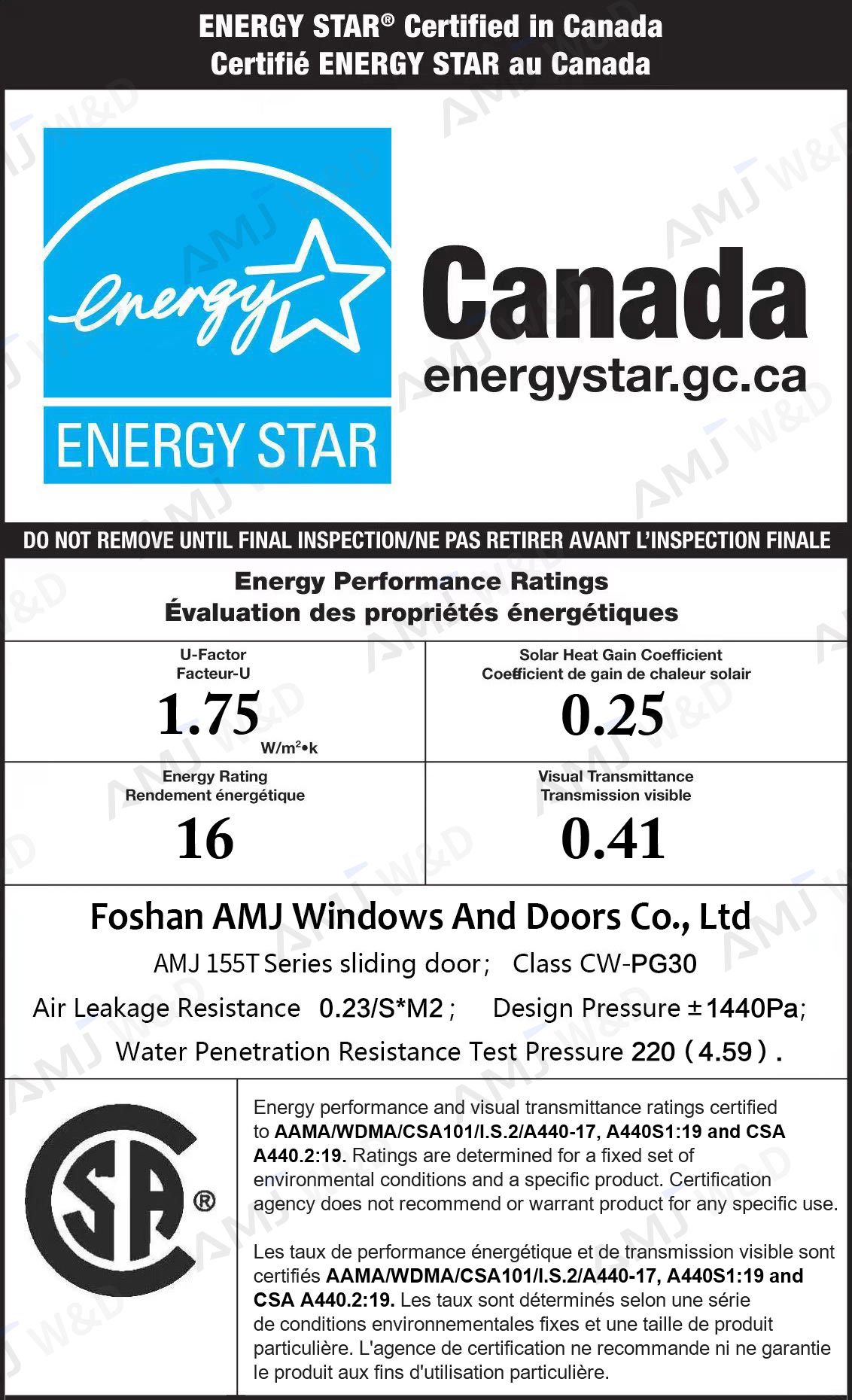 ENERGY STAR Certificate
