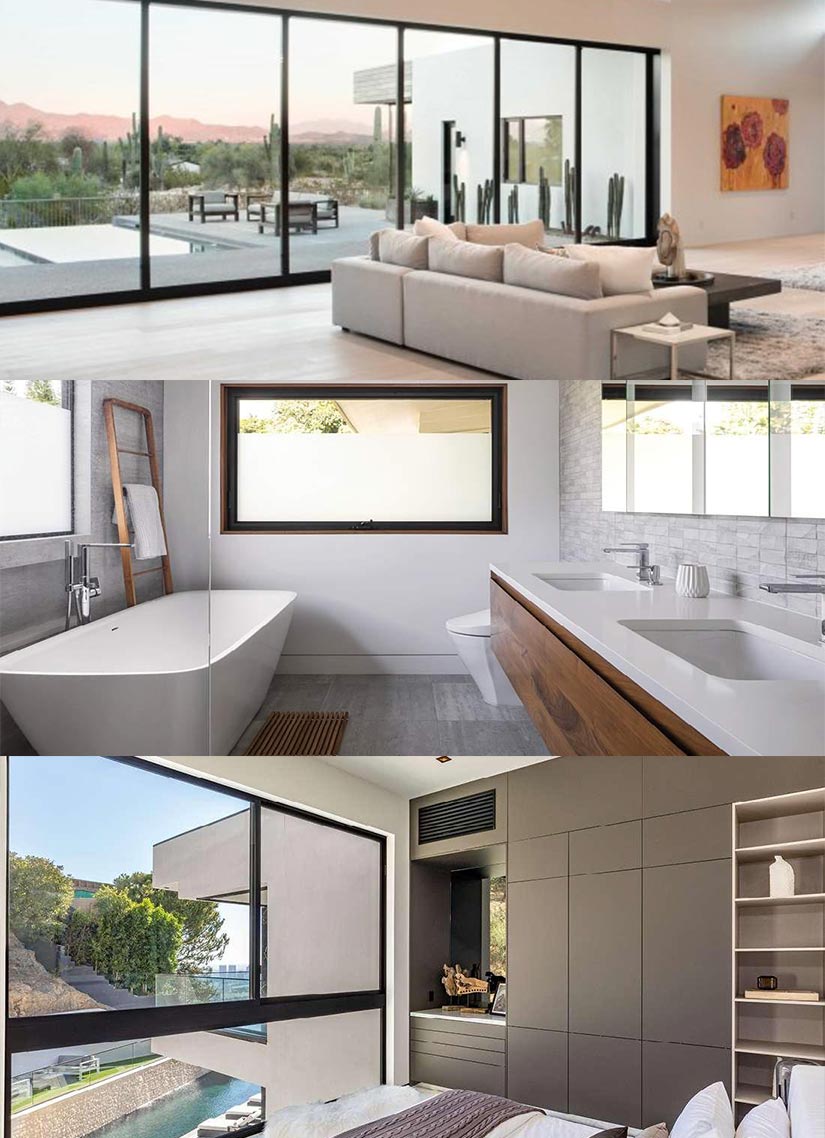 Aluminum windows for bedrooms bathrooms and living rooms