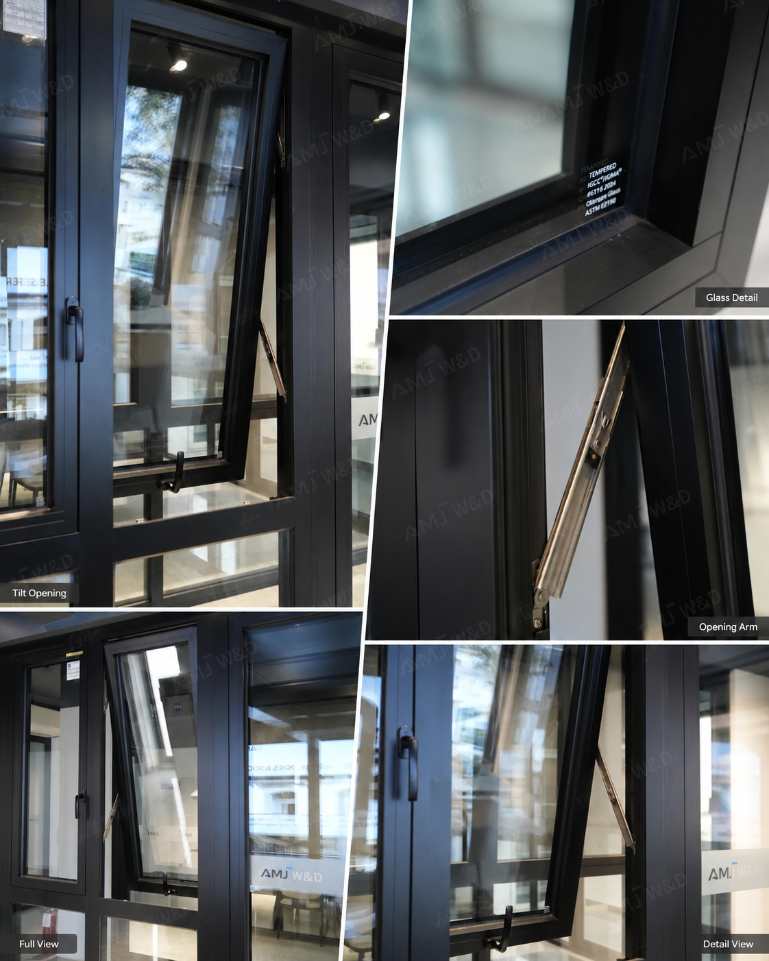 Top hung aluminum awning windows used for kitchen ventilation