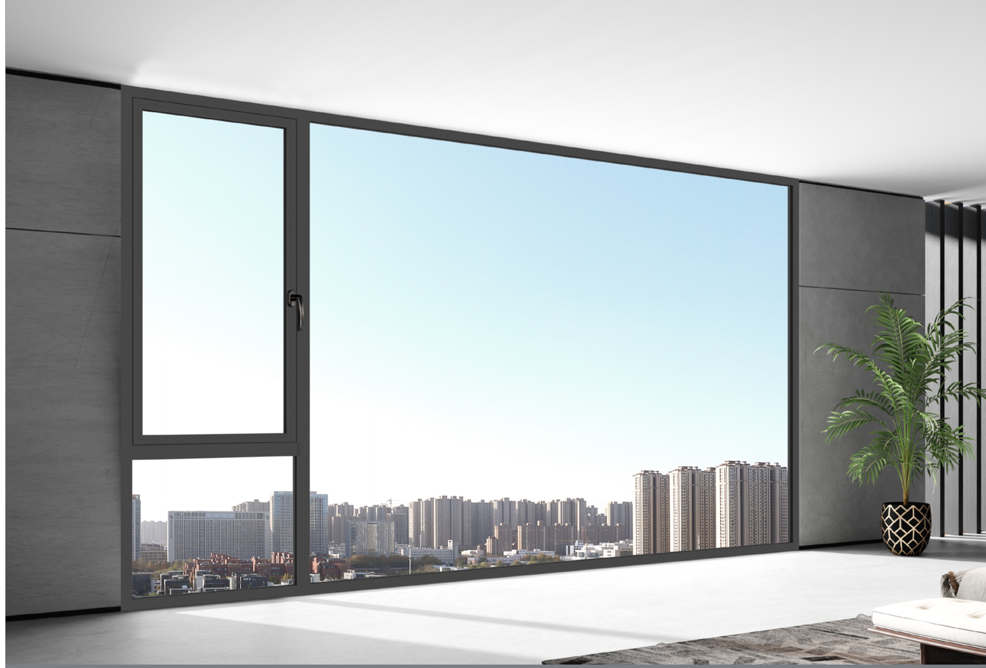 Large custom aluminum casement windows for a building project