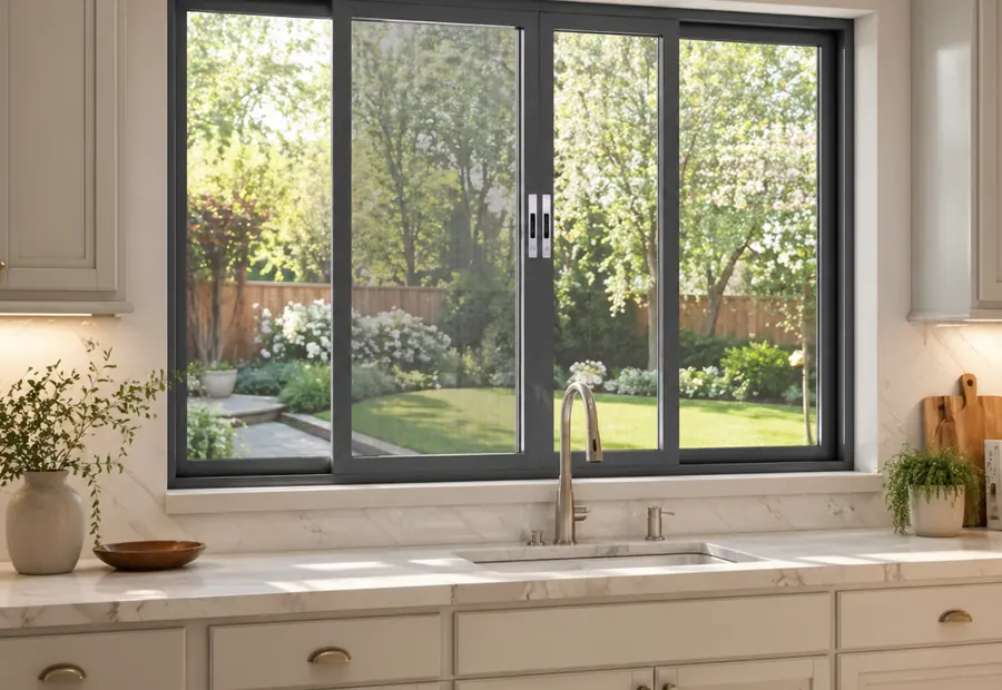 AMJ 82T Series Sliding Window installed in a North American residential interior